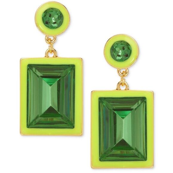 Gold Tone Crystal Drop Earrings Stunning Chic Stylish Fashion Trendy Shiny NWT - Picture 1 of 15